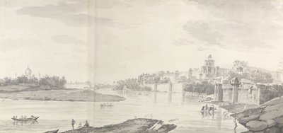 Een Uitzicht op het Fort van Agra aan de Rivier Jumna vanuit het noordoosten, c.1783 door William Hodges